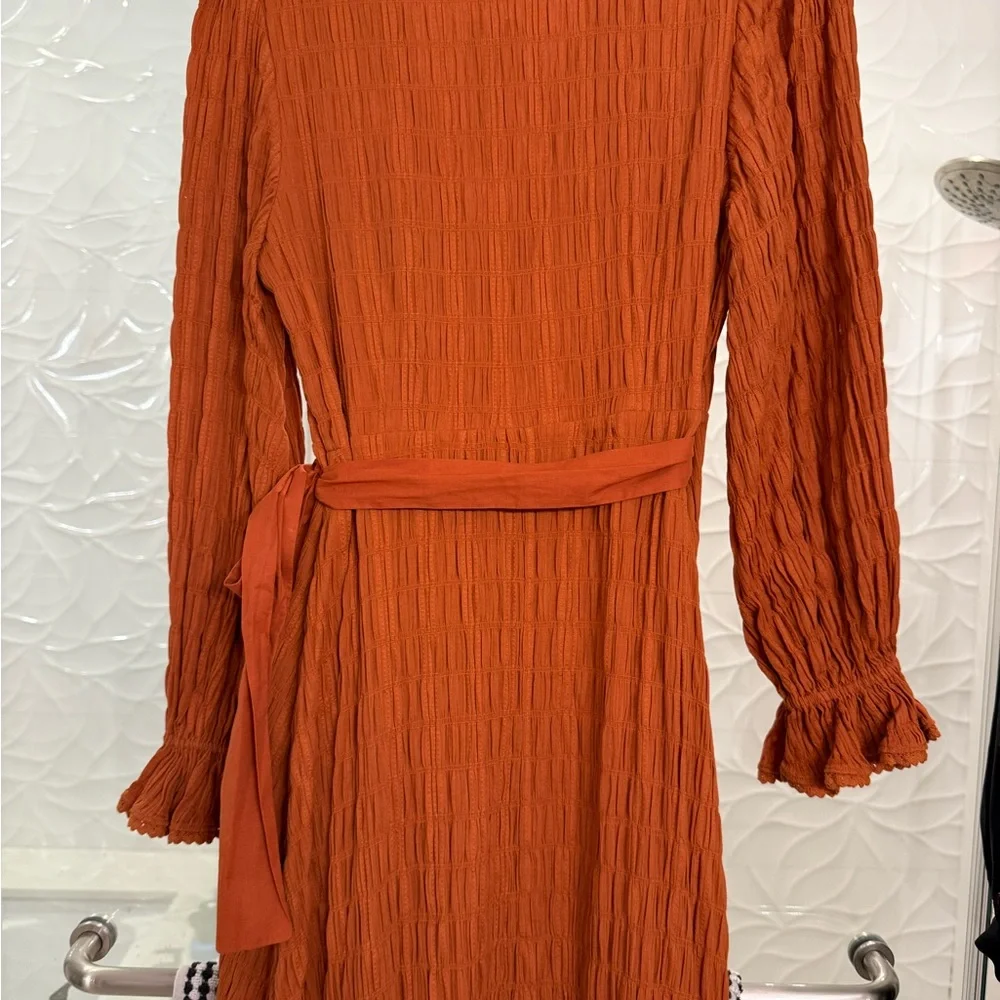 Paloma Blue Orange Ruffled Sleeve Maxi Wrap Dress NWT - Picture 5 of 6